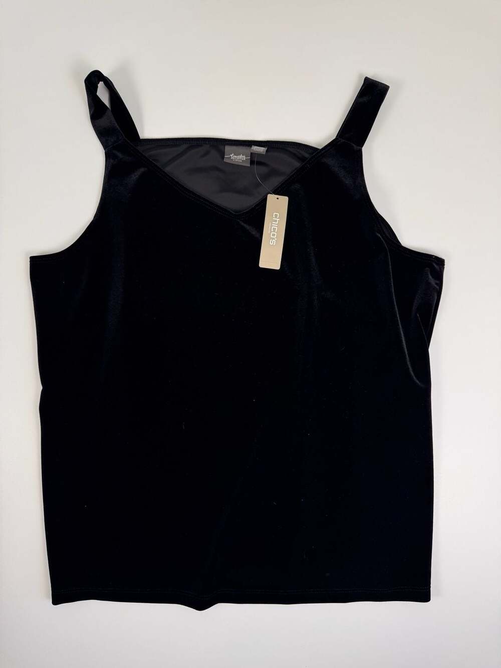 Chico's Travelers Collection Velvet Fashion Tank Top Black Size 3